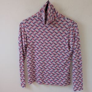 Wintersilks Women's Silk Printed Turtleneck Base Layer Shirt Small